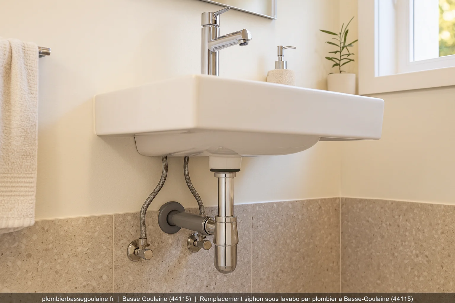 Remplacement siphon sous lavabo par plombier a Basse-Goulaine (44115)